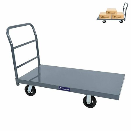 5SECONDS BRAND Steel Platform Truck, 2' x 4' Rubber Caster, 2000 lbs Cap., 48 x 24 x 11.8 Height Deck, Gray 555014